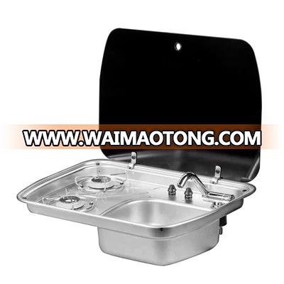 2-Burner Sink/Stove Combination w/Glass Lid