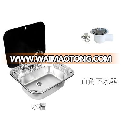 Stainless Steel Hand Wash Basin RV Sink With Toughened Glass Lid